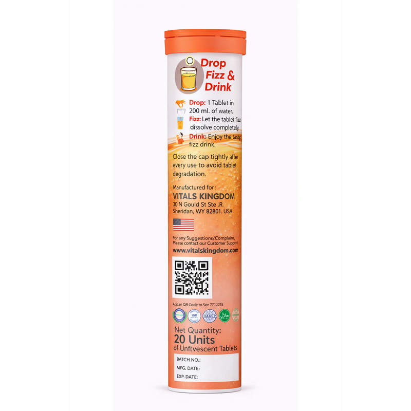 Bone Shield Effervescent Tablets – Orange – 20 Tabs