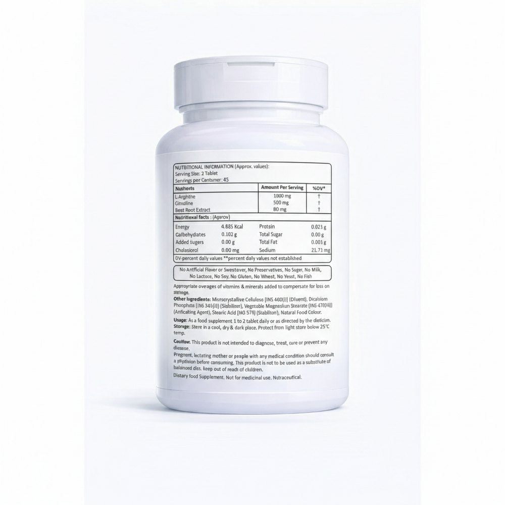 L-Arginine 1000mg + Citrulline 500mg Tablets – 90 Tablets